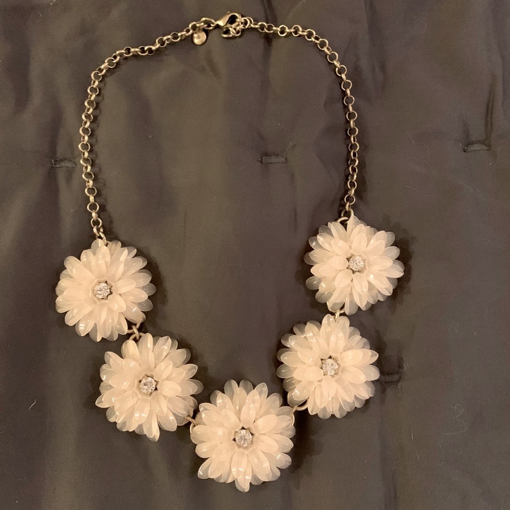 J Crew Gold chain light pink flower necklace!